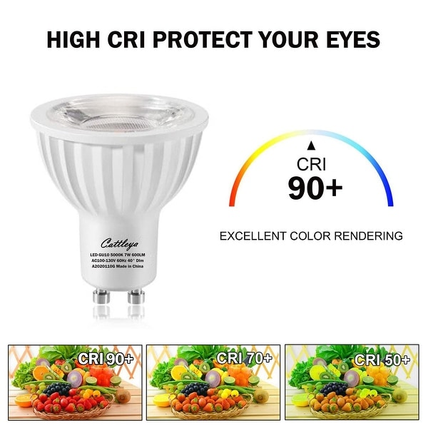 C Cattleya 6 Pack 75 Watt Equivalent GU10 Dimmable Recessed Track Lighting 90 CRI Flood LED Light Bulb 3000K Warm in White